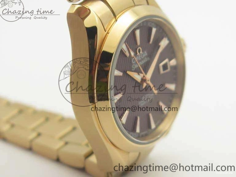 0209 Bright Aqua Terra Ladies 35mm RG V6F Best Edition Brown Dial On RG Bracelet A 8101